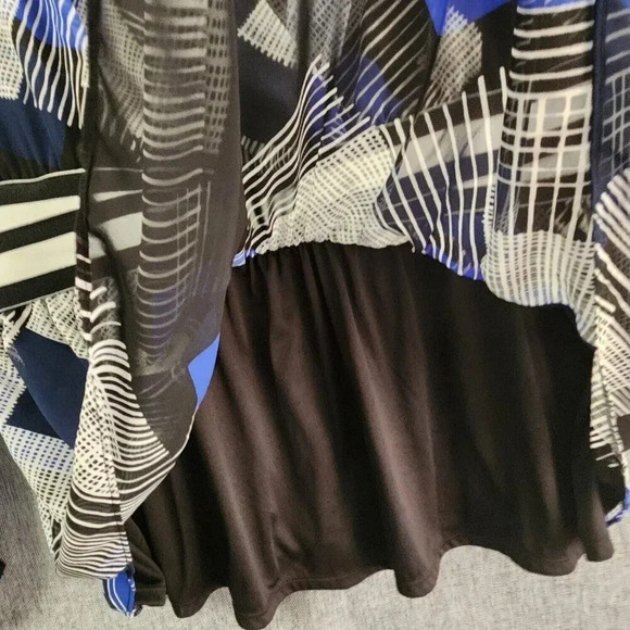 Lane Bryant Surplice Top Peplum Flowy Chiffon Size 18/20 Blue Black V Neck - Picture 7 of 7